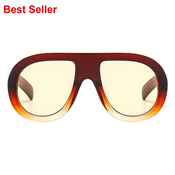 Retro Chunky Pilot Sunglasses UV400 Protection Oversized Gradient Shades main image 6